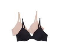 Hanes Geformter Bügel-BH für Mädchen, 2er-Pack, Schwarz / Nude, 80A