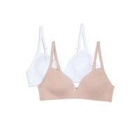 Hanes Geformter bügelloser BH für Mädchen, 2er-Pack, Nude/Weiß, 70A