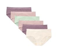 Hanes Girls' Big Hipster Underwear Pack, Seamless Comfort Tween Panties, Fashion Assorted, 6-Pack, Ivory, Mint, Pink, Plum