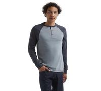 Hanes Herren Beefy Henley Shirt, Oxford Grau/Navy Heather, Mittel