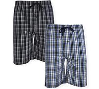 Hanes Herren & Big Tall Herren Woven Stretch Pyjama Shorts - 2er Pack Baumwolle Polyester Spandex Mischung, blau / schwarz, XX-Large