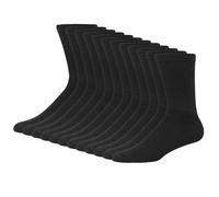Hanes Herren Crew-Socken, doppelt robust, feuchtigkeitsableitend – Schwarz 46–48 (12er)