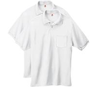 Hanes Herren Kurzarm Jersey Pocket Polo (2er Pack), Weiß, Groß