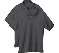 Hanes Herren EcoSmart Poloshirt Sport Kurzarm Shirt 2er Pack Polohemd, Dunkelgrau meliert, XX-Large