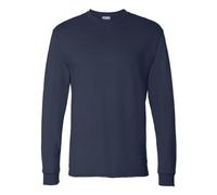 Hanes Herren Essentials Long-Sleeve, Crewneck Cotton T-Shirts for Men, 2-Pack Hemd, Marineblau, XL (2er Pack)