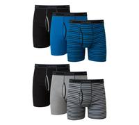 Hanes Herren Hanes Boxershorts Cool Dri, feuchtigkeitsableitende Unterw sche aus Baumwolle, rutschsicher, 6er-Pack gestreift, verschiedene Mult