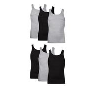 Hanes Herren Tanktop-Unterhemd Tagless Comfortsoft Dyed – 6er-Pack, Schwarz/Grau, XL EU