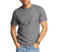 Hanes Herren Heavyweight Pocket T-Shirt, Beefy-T Full-Cut Cotton Pocket Tee für Männer, Crewneck T-Shirt für Männer, 1er oder 2er Pack, Rauchgrau, 1 Stück, Klein