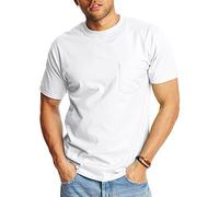 Hanes 5190P Ringgesponnene Baumwolle Beefy T-Shirt mit Tasche, Weiß, Klein