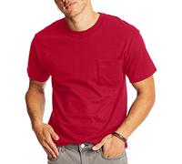 Hanes Herren Heavyweight Pocket T-Shirt, Beefy-T Full-Cut Cotton Pocket Tee für Männer, Crewneck T-Shirt für Männer, 1er oder 2er Pack, Dunkelrot, 1 Stück, XX-Large