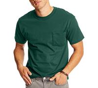 Hanes Herren Heavyweight Pocket T-Shirt, Beefy-T Full-Cut Cotton Pocket Tee für Männer, Crewneck T-Shirt für Männer, 1er oder 2er Pack, Deep Forest - 1er-Pack, Klein