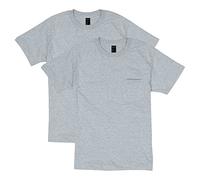 Hanes Herren Heavyweight Pocket T-Shirt, Beefy-T Full-Cut Cotton Pocket Tee für Männer, Crewneck T-Shirt für Männer, 1er oder 2er Pack, Leichter Stahl, 2 Stück, XL
