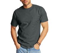 Hanes Herren Heavyweight Pocket T-Shirt, Beefy-T Full-Cut Cotton Pocket Tee für Männer, Crewneck T-Shirt für Männer, 1er oder 2er Pack, Charcoal Heather - 1er-Pack, L