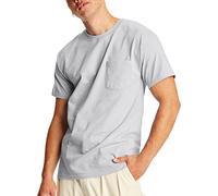Hanes Herren Heavyweight Pocket T-Shirt, Beefy-T Full-Cut Cotton Pocket Tee für Männer, Crewneck T-Shirt für Männer, 1er oder 2er Pack, Leichter Stahl, 1 Stück, Mittel