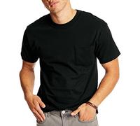 Hanes Herren Heavyweight Pocket T-Shirt, Beefy-T Full-Cut Cotton Pocket Tee für Männer, Crewneck T-Shirt für Männer, 1er oder 2er Pack, Schwarz - 1 Packung, Mittel