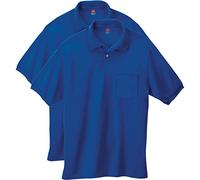 Hanes Herren Kurzarm Jersey Pocket Polo (2er Pack), Deep Royal, Groß