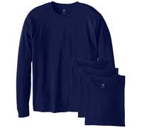 Hanes Herren Langarmshirt ComfortSoft Longsleeve 4er Pack - Blau - X-Groß