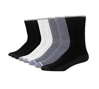 Hanes Herren Max Cushioned Crew Socken, Feuchtigkeitstransport mit Geruchskontrolle, Multipack, Weiß/Grau/Schwarz, 8 Stück, 37.5-46 EU