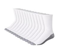 Hanes Herren Socken Max Cushioned, feuchtigkeitsableitend & geruchshemmend, Weiß/Grau, 12er, 46-48