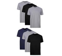 Hanes Herren Men's Tagless ComfortSoft Crewneck T-Shirts, 6 Pack Unterwäsche, schwarz/grau, Small