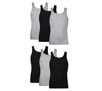 Hanes Herren Men's Tagless ComfortSoft Dyed Tank Undershirt, 6 Pack Unterwäsche, schwarz/grau, Mittel