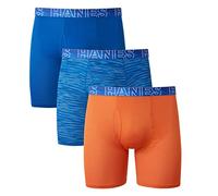 Hanes Herren Men's X-Temp 4-Way Stretch Mesh Boxer Briefs, 3 Pack Slip, Blau/Orange/Space Dye Blau, Large
