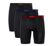 Hanes Herren Moves Performance Boxershorts, Gesamtstütztasche, Regulär, Trunk und Langes Bein, 3er-Pack Retroshorts, Schwarz, Large