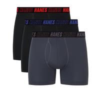 Hanes Herren Moves Performance Boxershorts, Gesamtstütztasche, Regulär, Trunk und Langes Bein, 3er-Pack Badehose, Grau/Schwarz, Medium