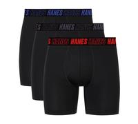 Hanes Herren Moves Performance Boxershorts, Gesamtstütztasche, Regulär, Trunk und Langes Bein, 3er-Pack Retroshorts, Schwarz, Medium