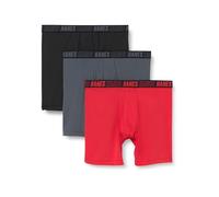 Hanes Herren Moves Performance Boxershorts, Gesamtstütztasche, Regulär, Trunk und Langes Bein, 3er-Pack Retroshorts, Rot/Grau/Schwarz, Large