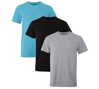 Hanes Herren Originals Crew T, Stretch Cotton Tees für Männer, feuchtigkeitsableitende Tee Shirts, 3er Pack Unterhemd, Chambray Jade, Schwarz, Beton Heather, L