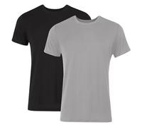 Hanes Herren Originals Supersoft T-Shirt Viskose aus Bambus Unterhemd 2er-Pack, Schwarz/Grau, 2 Stück, L