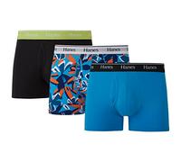 Hanes Herren Originals Trunks, Stretch-Baumwolle, feuchtigkeitsableitende Unterwäsche, Retroshorts, Unterhosen - Blau/Schwarz - 3er-Pack, XXX-Large