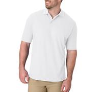 Hanes Herren Piqué-Poloshirt, Kurzärmelig, DREI Knöpfe, Mittelschwer, Hemd, Weiss/opulenter Garten, L