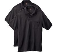 Hanes Herren Kurzarm Jersey Pocket Polo (2er Pack), schwarz, Klein