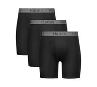 Hanes Herren Stay Dry Pouch, Baumwoll-Stretch-Boxershorts mit Auslaufschutz, 3er-Pack, Schwarz, Medium