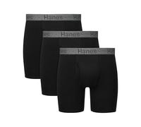Hanes Herren Stay Dry Pouch, Baumwoll-Stretch-Boxershorts mit Auslaufschutz, 3er-Pack, Schwarz, Schwarz, Schwarz, X-Large