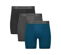 Hanes Herren Stay Dry Pouch Boxershorts, Performance-Stretch-Boxershorts mit Auslaufschutz, 3er-Pack, Schwarz, Grau, Blau, XX-Large