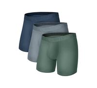 Hanes Herren Superssoft Boxershorts & Trunks, Viskose aus Bambus Unterwäsche, Solids & Prints, 3er-Pack Retroshorts, Grau/Grün/Marineblau, Medium