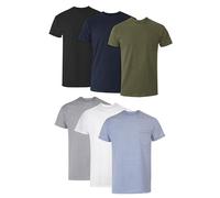 Hanes Herren T-Shirt aus Baumwolle, mit Taschen, feuchtigkeitsableitend, mit Geruchskontrolle, Sortiert, 6er-Pack, Grey Heather, Black, Hiker Green Heather, White, Navy, Blue Heather, Klein