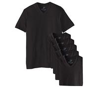 Hanes Herren T-Shirt V-Ausschnitt | Tagless Herren Unterhemden Klassischer Stil | 100% Baumwolle 6 Packungen, schwarz, L