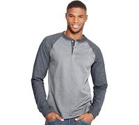 Hanes Herren T-Shirts, BeefyT Henley Shirts, Herren Baumwolle Langarmshirts, 3X-Groß