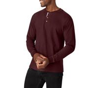 Hanes Herren T-Shirts, BeefyT Henley Shirts, Herren Baumwolle Langarmshirts, Glühbeere, L