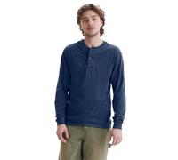 Hanes Herren T-Shirts, BeefyT Henley Shirts, Herren Baumwolle Langarmshirts, Marineblau, meliert, Mittel