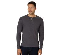 Hanes Herren T-Shirts, BeefyT Henley Shirts, Herren Baumwolle Langarmshirts, Schiefer-Heather, 3X-Groß