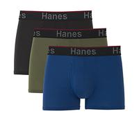 Hanes Herren Total Support Pouch Boxershorts, Anti-Scheuern, Feuchtigkeitstransport, Geruchskontrolle, 3er-Pack Retroshorts, Trunks-Schwarz/Blau/Oliv-3er-Pack, Large