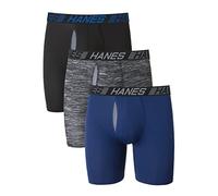 Hanes, Herren, Total Support Pouch Boxershorts, X-Temp kühlend, feuchtigkeitsableitende Unterwäsche, regulär, langes Bein und Trunk, 3er-Pack, Small
