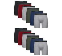 Hanes Herren-Unterwäsche, Baumwolle, Boxershorts, feuchtigkeitsableitend, Verschiedene Feststoffe, 12er-Pack, Schwarz, Blau, Grün, Grau, Rot, Large