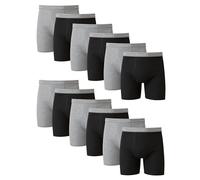 Hanes Herren-Unterwäsche-Set, Baumwoll-Boxershorts mit Komfort-Flex-Bund, feuchtigkeitsableitend, 12er-Pack, Schwarz/Grau, Large