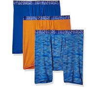 Hanes Herren Men's X-Temp 4-Way Stretch Mesh Boxer Briefs, 3 Pack Slip, Blau/Orange/Space Dye Blau, XXX-Large